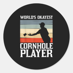 Cool Cornhole Design Corn Hole Cornhole Player Classic Round Sticker