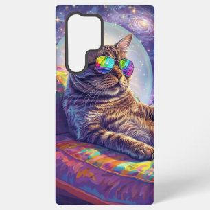 Cool Cosmic Cat in Rainbow Sunglasses Samsung Galaxy Case