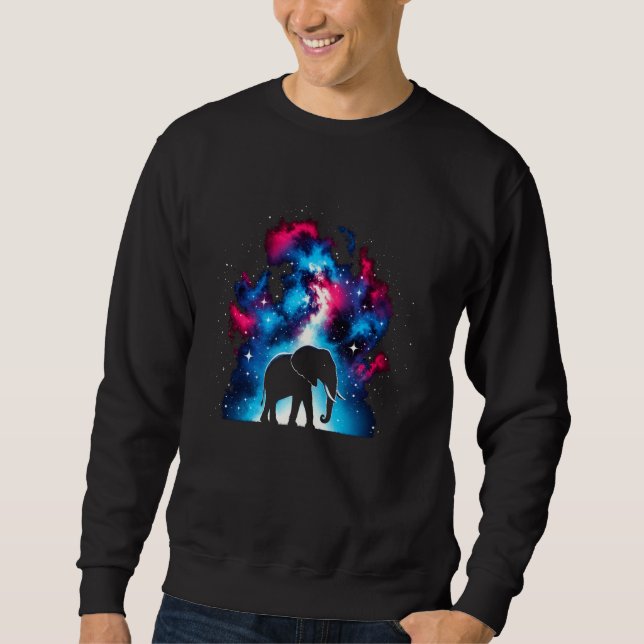 Cool Cosmic Elephant Galaxy Graphic Space Art Sweatshirt (Front)