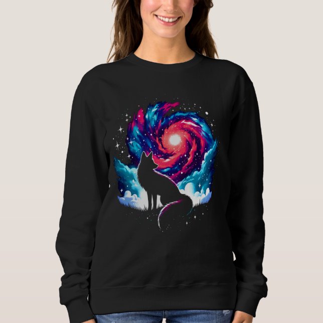Cool Cosmic Fox Galaxy Graphic Space Art Sweatshirt (Front)