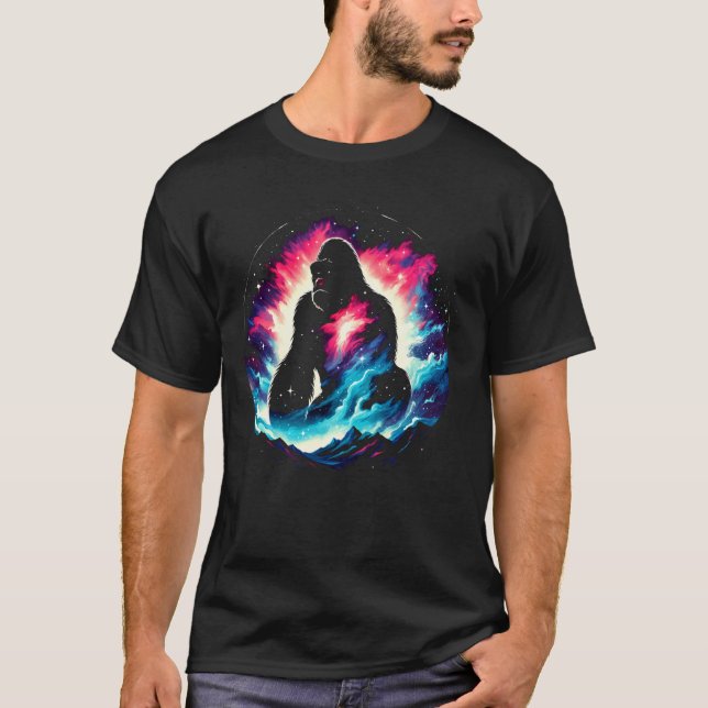 Cool Cosmic Gorilla Galaxy Graphic Space Art T-Shirt (Front)