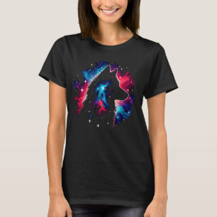 Cool Cosmic Maned Wolf Galaxy Graphic Space Art T-Shirt