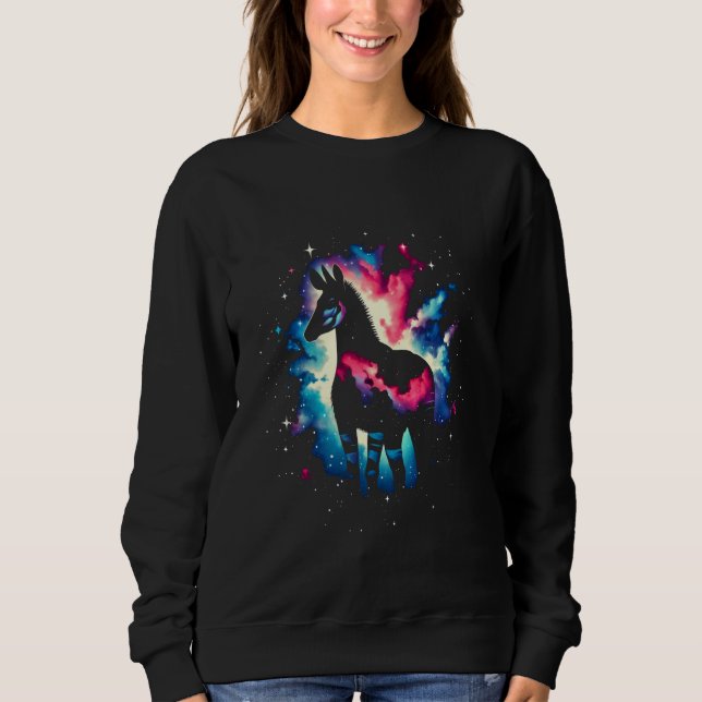 Cool Cosmic Okapi Galaxy Graphic Space Art Sweatshirt (Front)