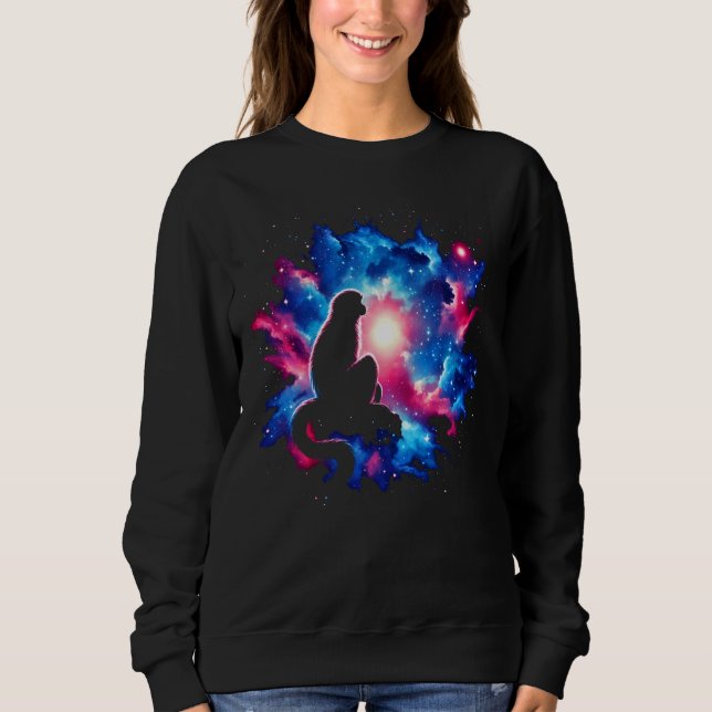 Cool Cosmic Siamang Monkey Galaxy Graphic Space Ar Sweatshirt (Front)