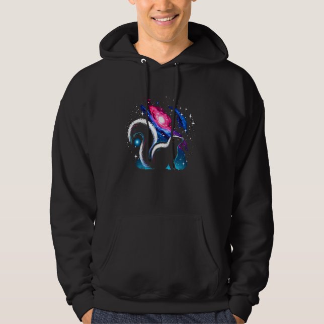 Cool Cosmic Skunk Galaxy Graphic Space Art 1 Hoodie (Front)