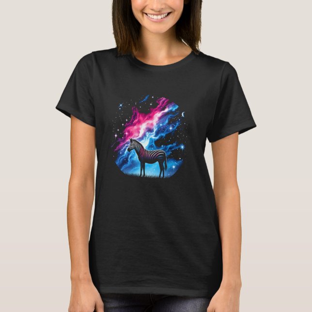 Cool Cosmic Wolf Galaxy Graphic Space Art T-Shirt (Front)