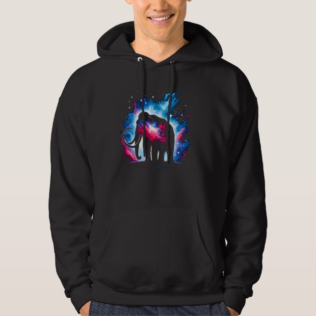 Cool Cosmic Woolly Mammoth Galaxy Graphic Space Ar Hoodie (Front)
