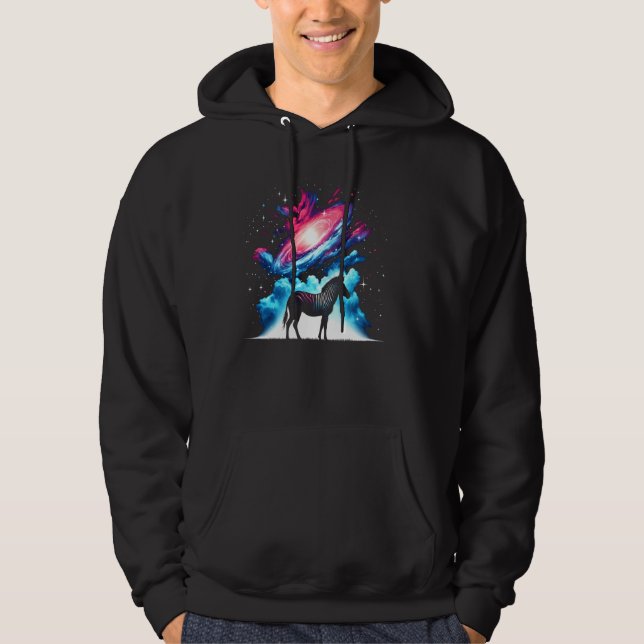 Cool Cosmic Zebra Galaxy Graphic Space Art Hoodie (Front)