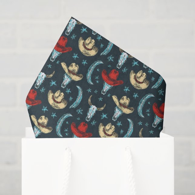 Cool Country cowboy tiled pattern Tissue Paper (Gift Bag)