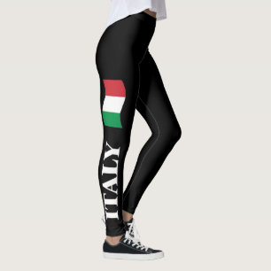 cool country pride pattern black italy flag leggings