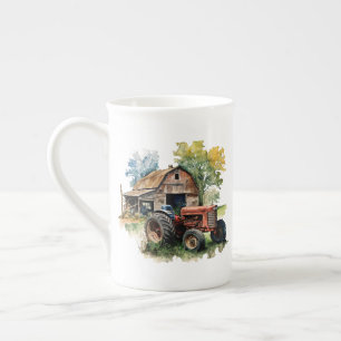 Cool Country tractor add text Bone China Mug