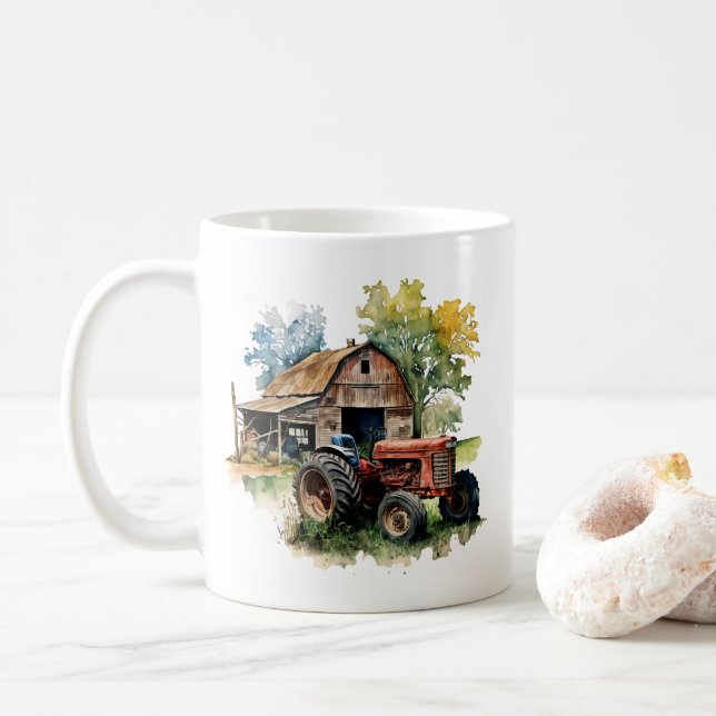 Cool Country tractor add text  Coffee Mug (With Donut)