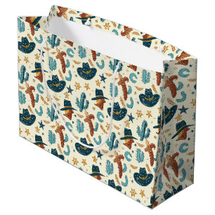 Cool Country Western cowboy tiled  Large Gift Bag