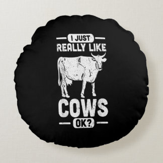 Cool Cow Animal Idea| Funny Cow Lover Gift Round Cushion