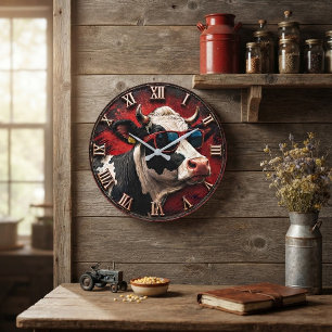 Cool Cow Funny Cow with Sunglasses Farmhouse Large Clock