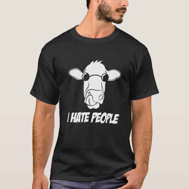 cool cow I hate people T-Shirt (Front)