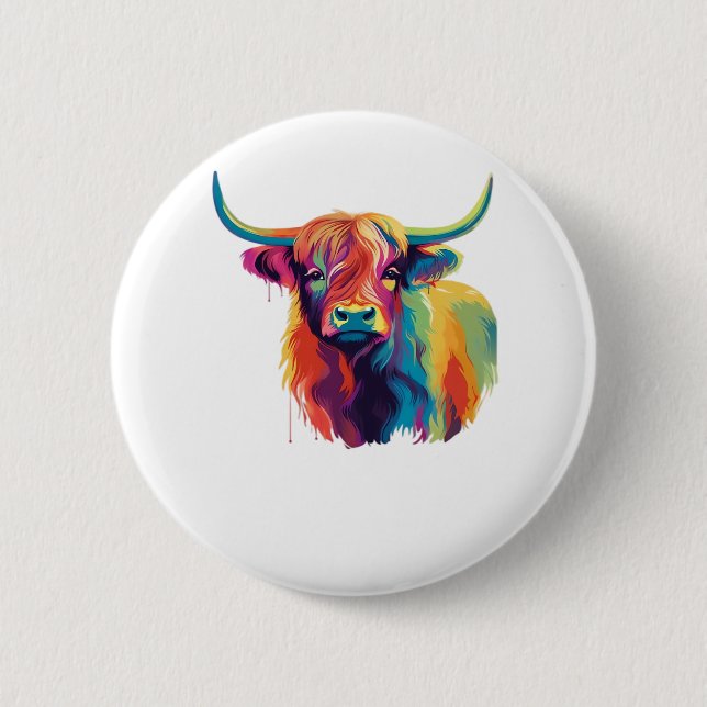 Cool Cow in the Meadow Classic T-Shirt 6 Cm Round Badge (Front)