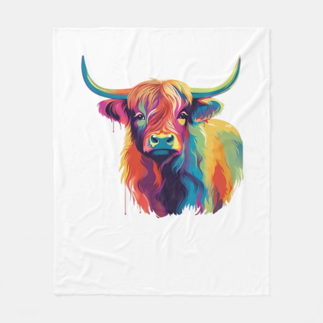 Cool Cow in the Meadow Classic T-Shirt Fleece Blanket (Front)