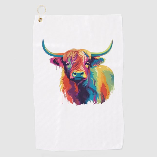 Cool Cow in the Meadow Classic T-Shirt Golf Towel (Front)