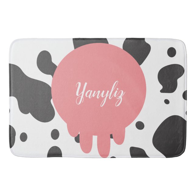 Cool Cow Print Name Monogrammed Bath Mat (Front)
