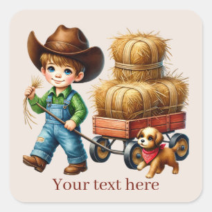 Cool Cowboy add text Square Sticker