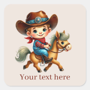Cool Cowboy add text Square Sticker