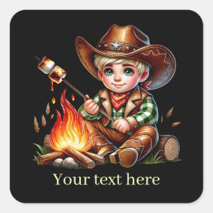 Cool Cowboy add text  Square Sticker