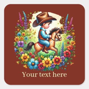 Cool Cowboy add text  Square Sticker