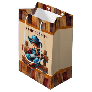 Cool cowboy boys Birthday party customisable  Medium Gift Bag