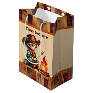 Cool cowboy boys Birthday party customisable  Medium Gift Bag