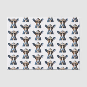 Cool Cowboy Cow Western Humor Design Tissue Paper