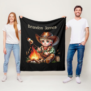 Cool cowboy lovers add name fleece blanket