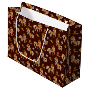 cool cowboy sheriff horse tiled large gift bag