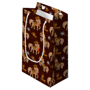 cool cowboy sheriff horse tiled small gift bag
