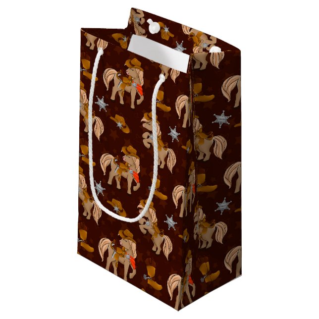 cool cowboy sheriff horse tiled small gift bag (Front Angled)