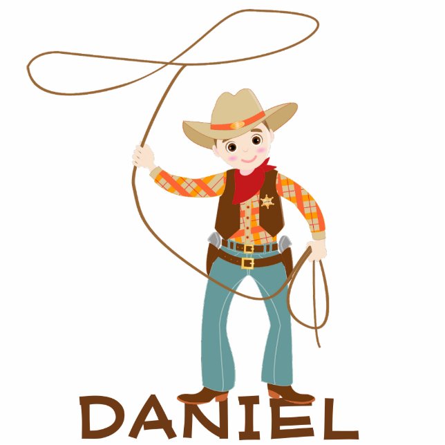 Cool cowboy with a lasso kids Birthday Party Standing Photo Sculpture (Front)