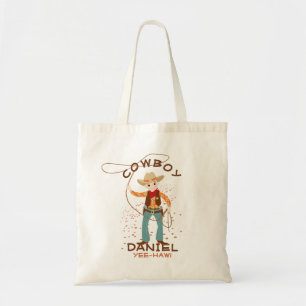 Cool cowboy with a lasso kids Birthday Party Tote Bag