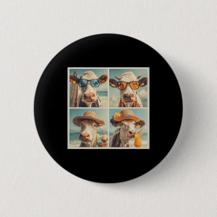 Cool Cows With Sungles Beach Cow Animals Vacation  6 Cm Round Badge