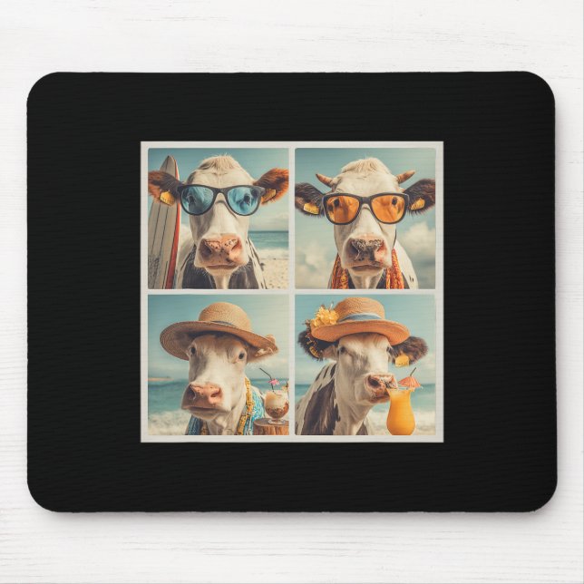 Cool Cows With Sungles Beach Cow Animals Vacation  Mouse Mat (Front)