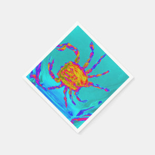 Cool Crab Undersea Seaside Painting Napkin