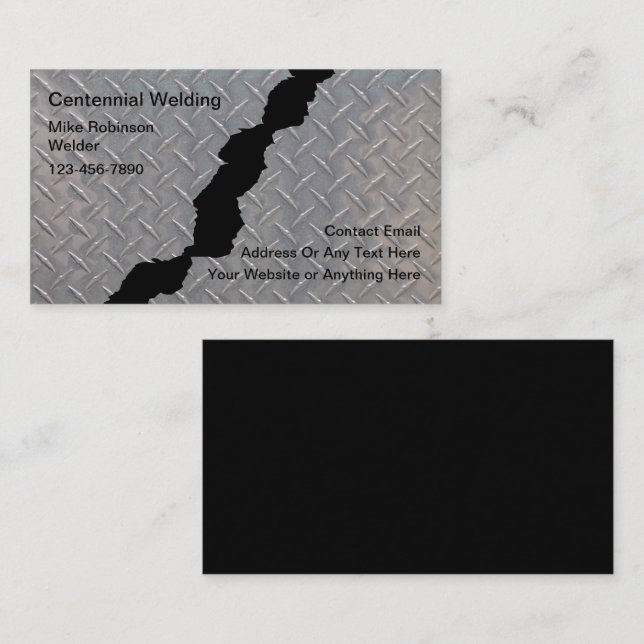 Cool Cracked Metal Welding Service Business Card (Front/Back)