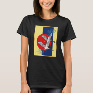 Cool Crane Bird Artwork Dance Of Cranes Japanese R T-Shirt