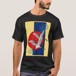 Cool Crane Bird Artwork Dance Of Cranes Japanese R T-Shirt