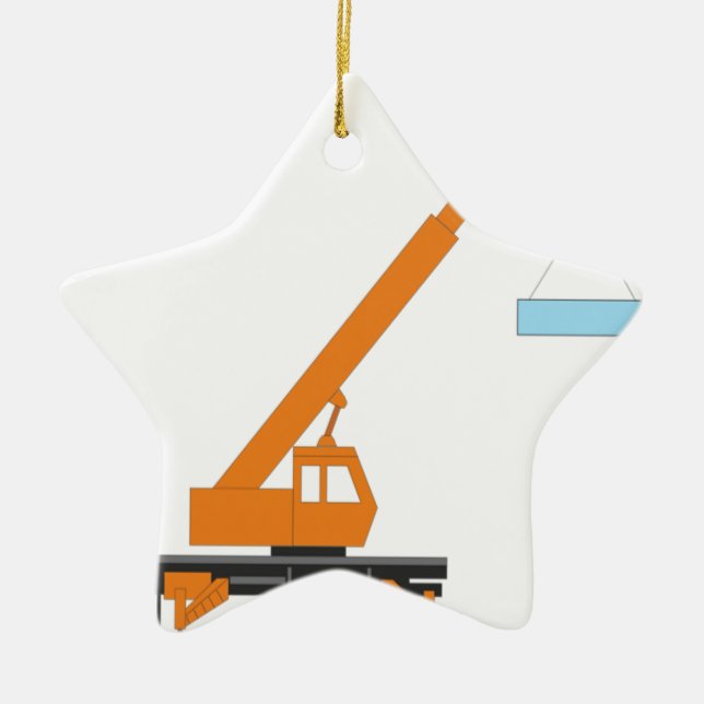 Cool Crane Boy Gift Idea Ceramic Tree Decoration (Front)