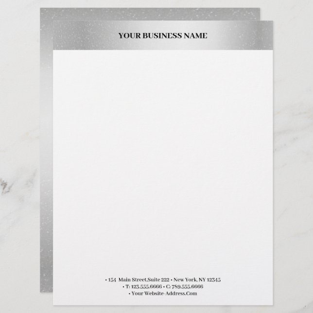 Cool Creative Metallic Silver Fancy  Custom Letterhead (Front/Back)