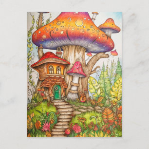 Cool Creative Psychedelic Mushroom Dwelling Postcard