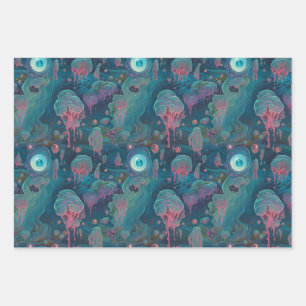 Cool Creepy Horror Dripping Eye Monster Pattern Wrapping Paper Sheet