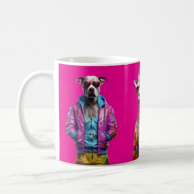 Cool Crew – Colour-Pop Animal Squad Hot Pink Coffee Mug (Left)