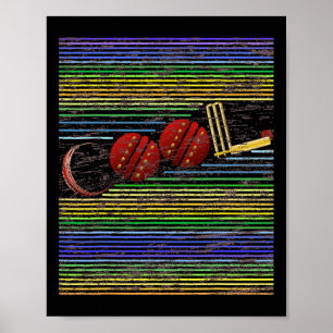 Cool Cricket Retro Graphic With T Ll Stumps Vintag Poster
