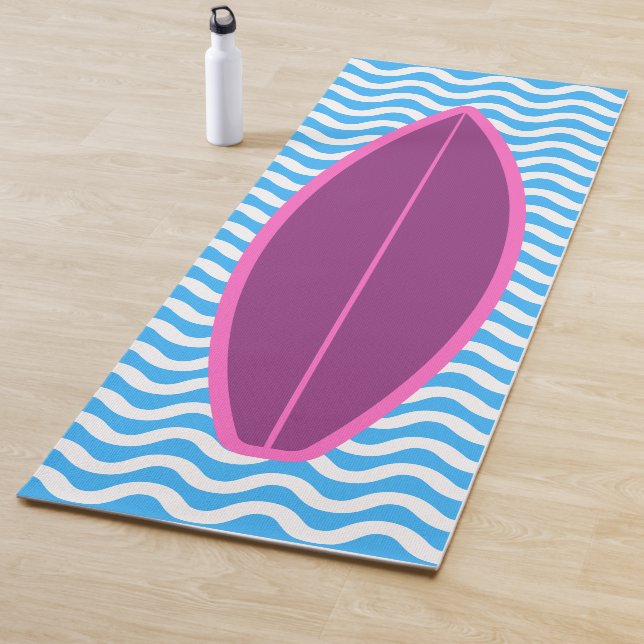 Cool Crimson Blue Waves Surfing Yoga Mat (In Situ)